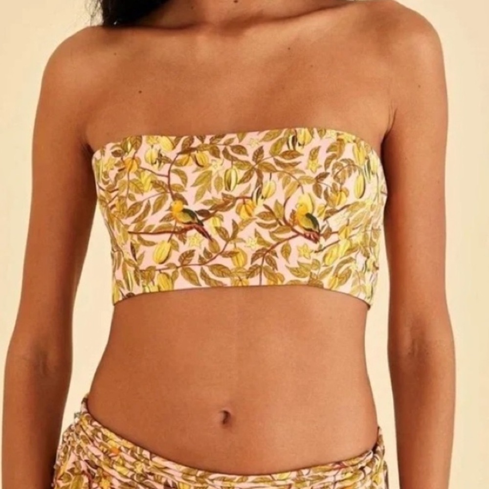 NWT Farm Rio Starfruit Satin Cropped/Bandeau Top Boho Summer | Size Large